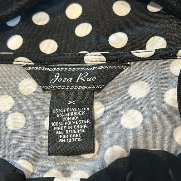 Joza Rae Black White Sleeveless Polka Dot Top Ruffle V Neck Like New Size Small - Picture 5 of 5